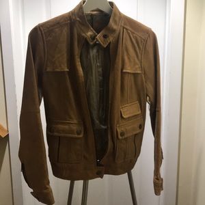 Gently used tan leather jacket banana republic